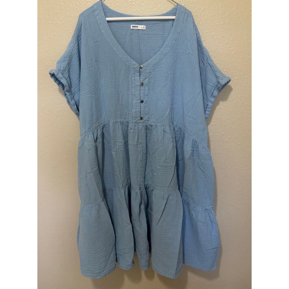 Women's Blue Button-Down Dress